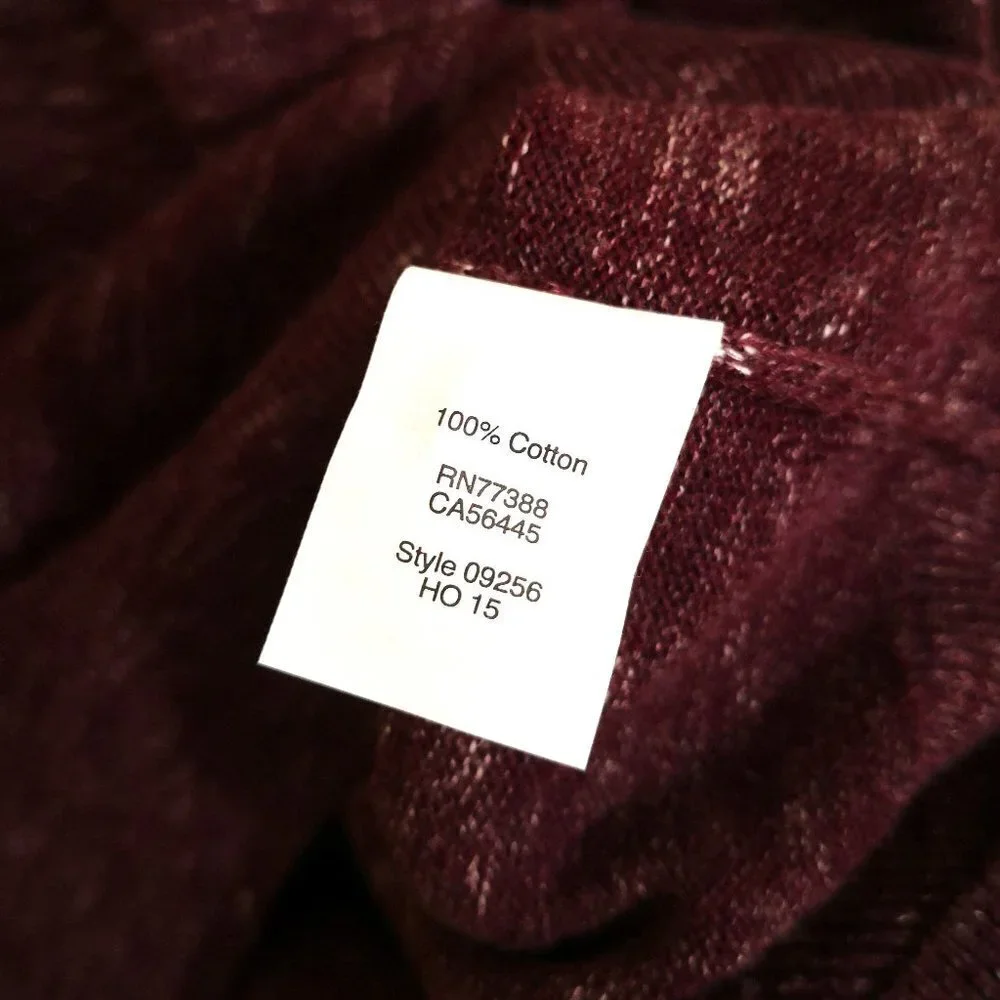 J. Crew Men's 100% Cotton Crewneck Pullover Sweater Burgundy Tweed‎ Size L